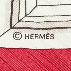 エルメス カレ90 Quai aux Fleurs 花咲く海岸通り スカーフ 大判スカーフ ホワイト ピンク シルク レディース HERMES 中古