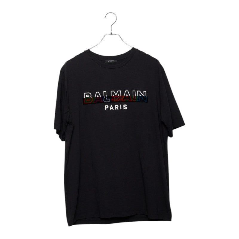 バルマン ロゴ 半袖Tシャツ サイズ:L EG000BB26 ブラック マルチカラー コットン メンズ BALMAIN 【中古】