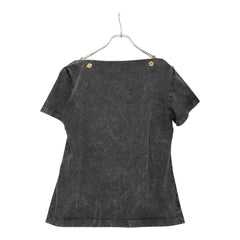 ルイ ヴィトン アンカーモチーフ 錨 チェーン ボートネック ウォッシュ 半袖Tシャツ 新品未使用タグ付 ブラック(ウォッシュド) ゴールド コットン レディース LOUIS VUITTON 中古