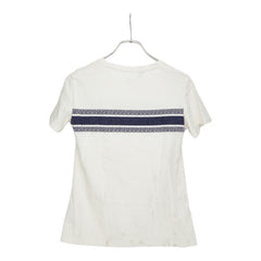 ディオール ロゴライン ジャージー クルーネック 半袖Tシャツ カットソー 143T04A4043 ホワイト ネイビー系 コットン レディース Dior 中古