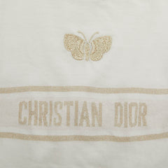 ディオール ジャージー 蝶刺繍 ロゴ 半袖Tシャツ カットソー 413T06B4414 ホワイト コットン ナイロン リヨセル レディース Dior 中古