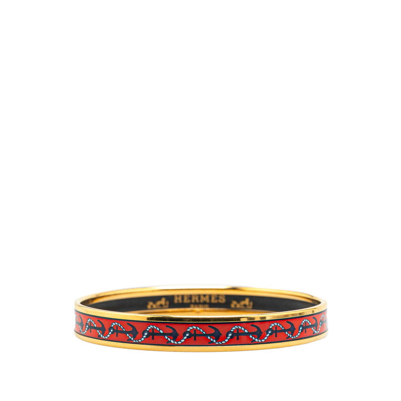エルメス エマイユPM 七宝焼き バングル ゴールド レッド メッキ レディース HERMES 【中古】