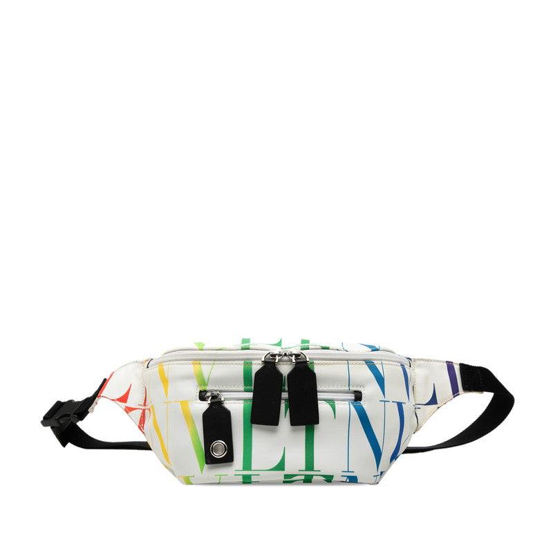 ヴァレンティノ VLTNロゴ ボディバッグ ベルトバッグ ホワイト マルチカラー ナイロン レディース VALENTINO 【中古】