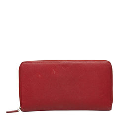 セリーヌ ラウンドファスナー 長財布 レッド レザー レディース CELINE 【中古】