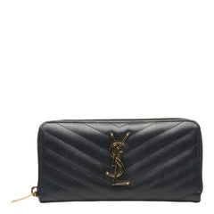 サンローラン モノグラム YSLロゴ ラウンドファスナー 長財布 358094 ブラック レザー レディース SAINT LAURENT 【中古】