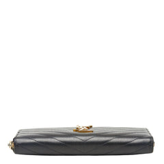 サンローラン モノグラム YSLロゴ ラウンドファスナー 長財布 358094 ブラック レザー レディース SAINT LAURENT 【中古】