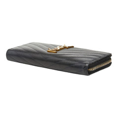 サンローラン モノグラム YSLロゴ ラウンドファスナー 長財布 358094 ブラック レザー レディース SAINT LAURENT 【中古】