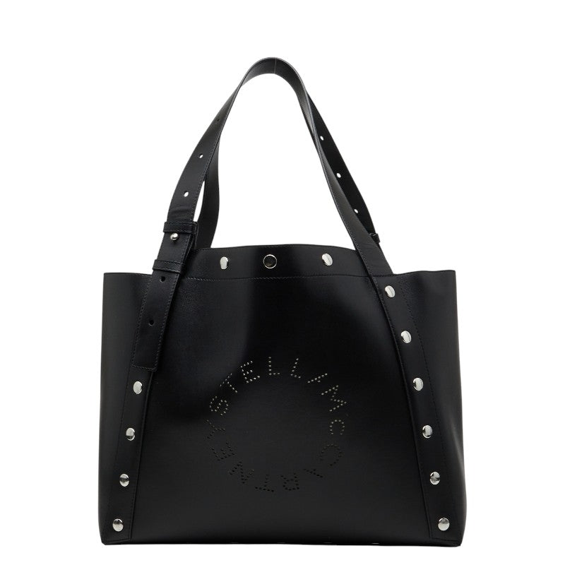 ステラマッカートニー パンチングロゴ トートバッグ ハンドバッグ ブラック レザー レディース Stella McCartney 【中古】