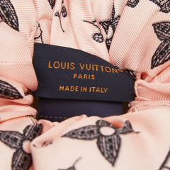 ルイ ヴィトン シュシュ フルール ローンド ヘアアクセサリー ヘアゴム M96840 ピンク ブラック シルク レディース LOUIS VUITTON 【中古】