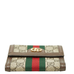 グッチ GGスプリーム オフィディア Wホック 二つ折り財布 523173 ベージュ ブラウン PVC レザー レディース GUCCI 【中古】