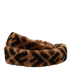 フェンディ ズッカ ミニストラップユー ショルダーストラップ ブラウン レッド ムートン レザー レディース FENDI 中古