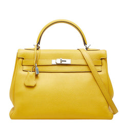 エルメス ケリー32 ハンドバッグ ショルダーバッグ 2WAY □N刻印 イエロー シルバー金具 トリヨンクレマンス レディース HERMES 中古