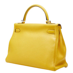 エルメス ケリー32 ハンドバッグ ショルダーバッグ 2WAY □N刻印 イエロー シルバー金具 トリヨンクレマンス レディース HERMES 中古