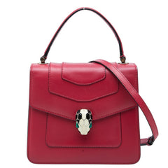 ブルガリ セルペンティ フォーエバー ハンドバッグ ショルダーバッグ 2WAY レッド系 レザー レディース BVLGARI 中古