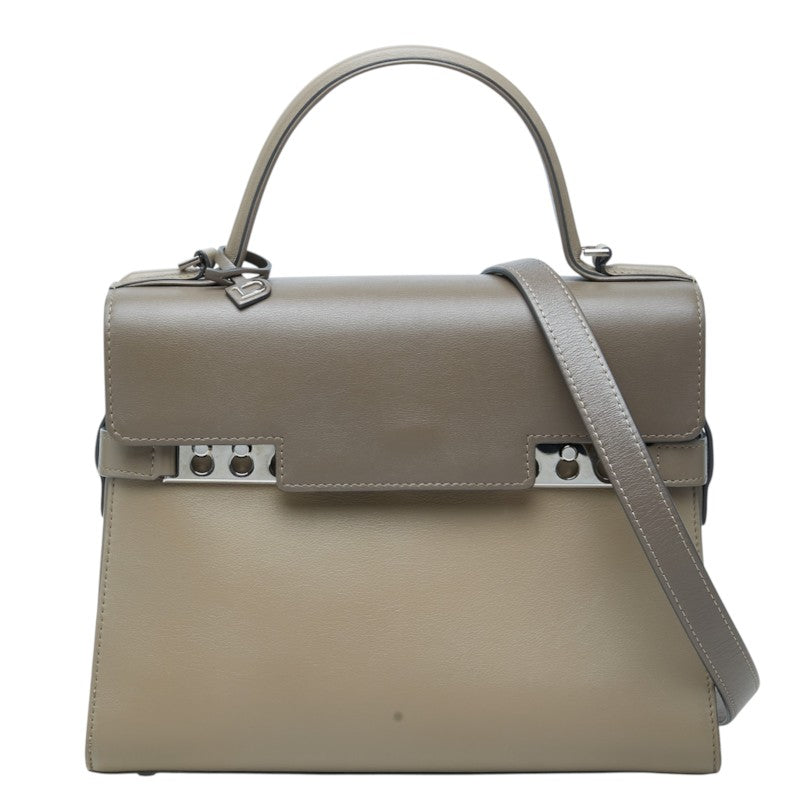 デルヴォー タンペートMM ハンドバッグ ショルダーバッグ 2WAY グレーベージュ系 レザー レディース DELVAUX 中古