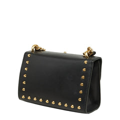 グッチ パドロック スタッズ チェーン ショルダーバッグ 432182 ブラック ゴールド レザー フェイクパール レディース GUCCI 中古