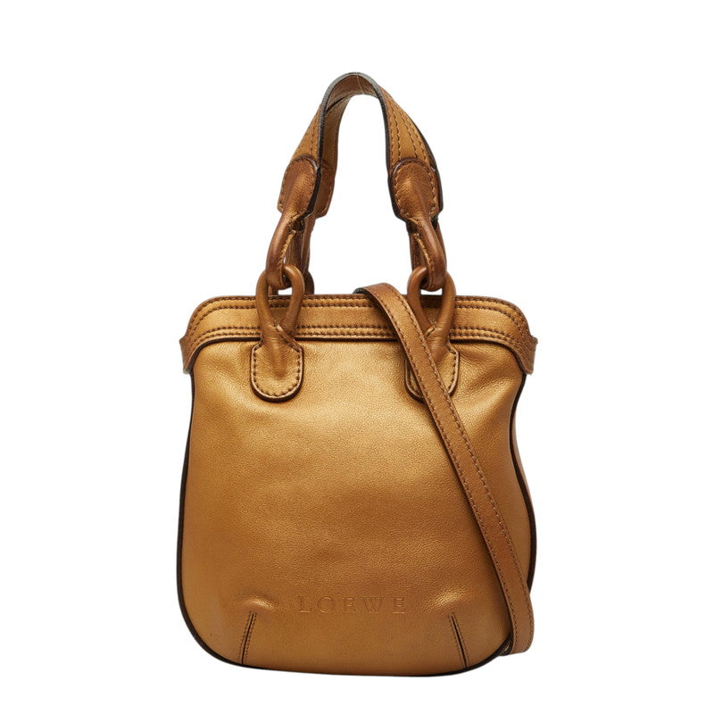 ロエベ アナグラム ハンドバッグ ショルダーバッグ 2WAY ゴールド レザー レディース LOEWE 中古