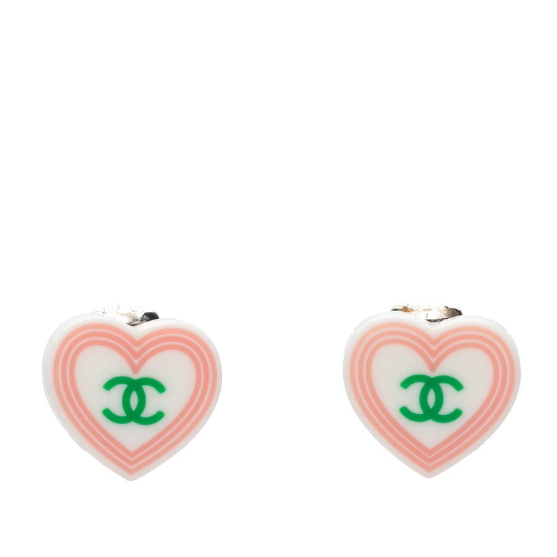シャネル ココマーク ハート イヤリング 04C ホワイト プラスチック レディース CHANEL 【中古】
