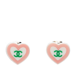 シャネル ココマーク ハート イヤリング 04C ホワイト プラスチック レディース CHANEL 【中古】