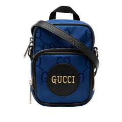 グッチ オフ ザ グリッド 斜め掛け ショルダーバッグ 643882 ブルー ブラック ナイロン レザー レディース GUCCI 【中古】