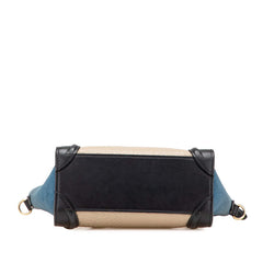 セリーヌ ラゲージ マイクロショッパー ハンドバッグ ショルダーバッグ 2WAY ネイビー グレージュ レザー スウェード レディース CELINE 【中古】