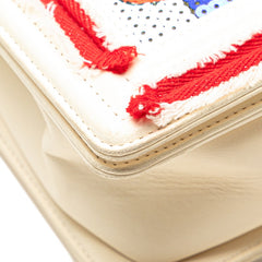 シャネル ボーイシャネル ココマーク CUBA チェーン ショルダーバッグ ホワイト レッド マルチカラー ラムスキン スパンコール キャンバス レディース CHANEL 【中古】