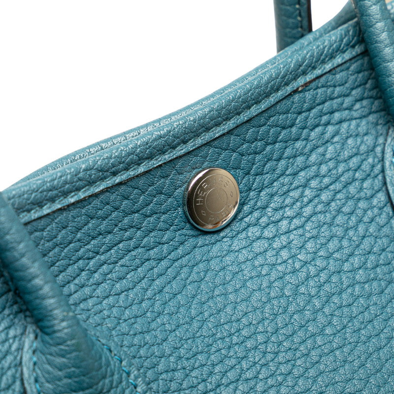 エルメス ガーデンパーティTPM ハンドバッグ ブルー系 シルバー金具 ネゴンダ レディース HERMES 【中古】