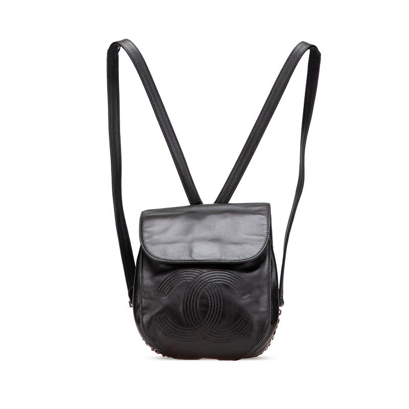 シャネル ココマーク チェーン リュック バックパック ブラック ラムスキン レディース CHANEL 【中古】
