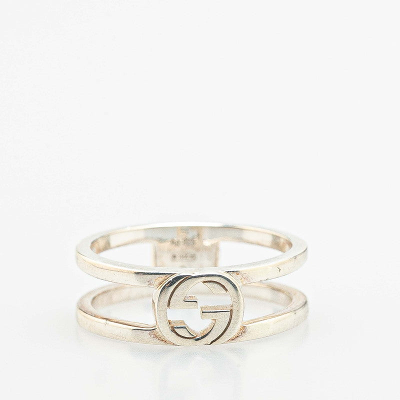 グッチ インターロッキングG オープンバンド リング 指輪 #9 SV925 シルバー レディース GUCCI 【中古】