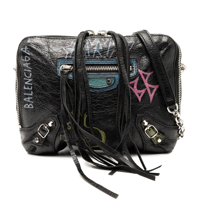 バレンシアガ グラフィティ チェーン ショルダーバッグ 500800 ブラック レザー レディース BALENCIAGA 【中古】