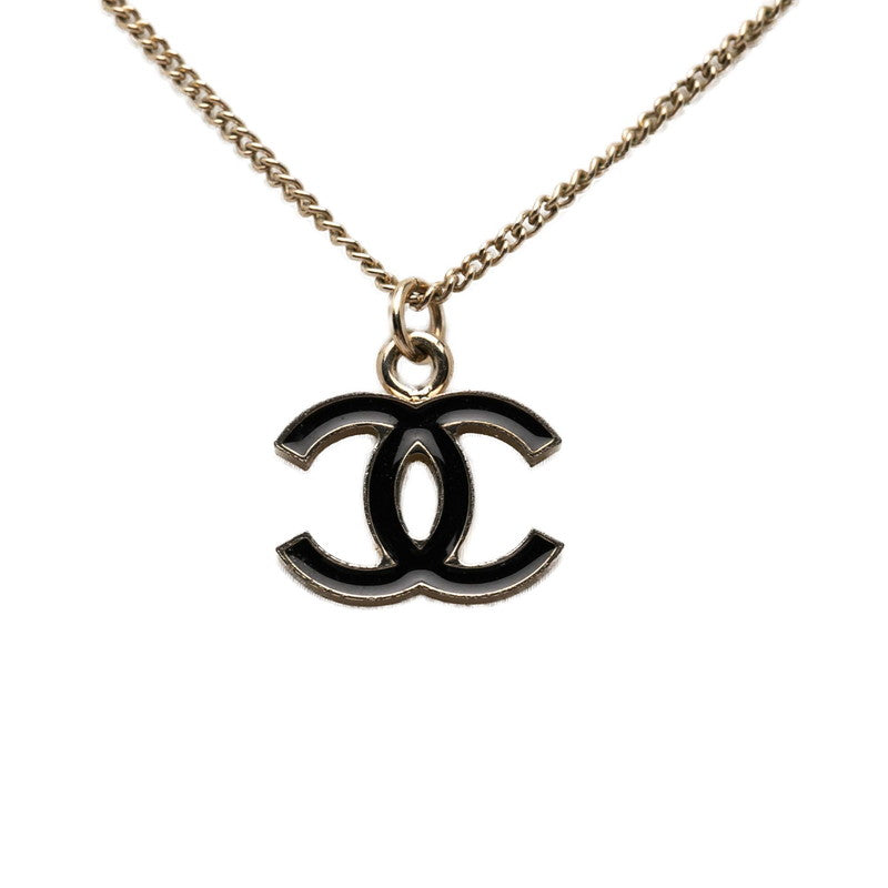 シャネル ココマーク ペンダント ネックレス 05V ゴールド ブラック メッキ レディース CHANEL 【中古】