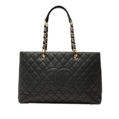 シャネル マトラッセ ココマーク GST チェーン トートバッグ ショルダーバッグ ブラック キャビアスキン レディース CHANEL 【中古】