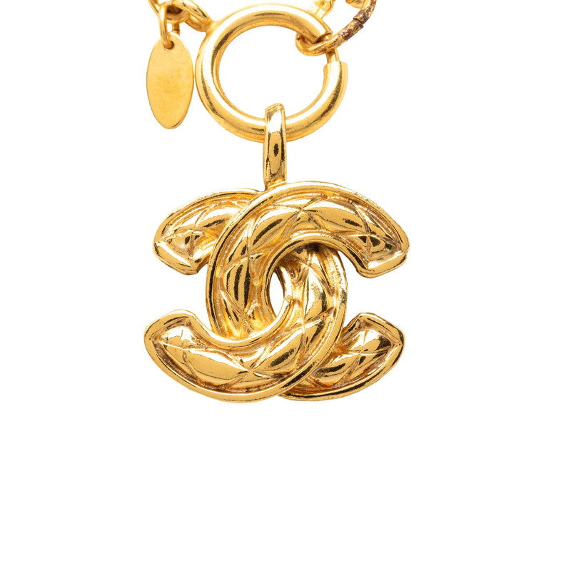 シャネル ココマーク マトラッセ チェーン ネックレス ペンダント ゴールド メッキ レディース CHANEL 中古