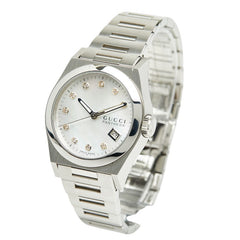 グッチ パンテオン シェル文字盤 腕時計 115.4 クオーツ シルバー文字盤 ステンレススチール メンズ GUCCI 【中古】