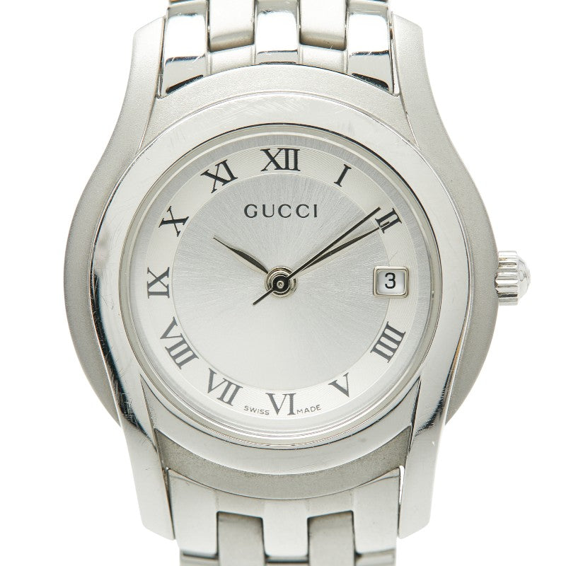 グッチ Gクラス 腕時計 5500L クオーツ シルバー文字盤 ステンレススチール レディース GUCCI 【中古】