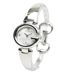 グッチ Gバルーン 3Pダイヤ シェル文字盤 腕時計 バングルウォッチ 134.5 クオーツ シルバー文字盤 ステンレススチール レディース GUCCI 【中古】
