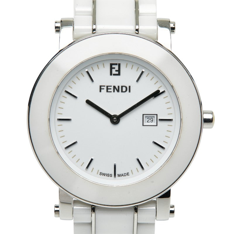 フェンディ オロロジ 腕時計 6400G クオーツ ホワイト文字盤 セラミック ステンレススチール メンズ FENDI 【中古】