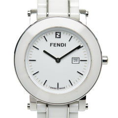 フェンディ オロロジ 腕時計 6400G クオーツ ホワイト文字盤 セラミック ステンレススチール メンズ FENDI 【中古】