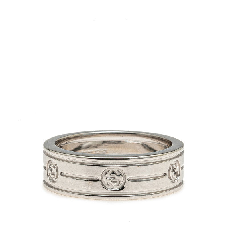 グッチ インターロッキングG リング 指輪 #13 K18WG ホワイトゴールド レディース GUCCI 【中古】