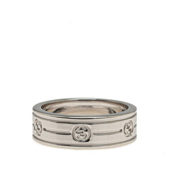 グッチ インターロッキングG リング 指輪 #13 K18WG ホワイトゴールド レディース GUCCI 【中古】