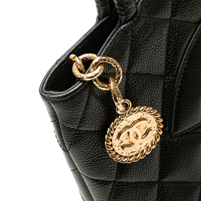 シャネル ココマーク マトラッセ 復刻トート トートバッグ ブラック キャビアスキン レディース CHANEL 【中古】
