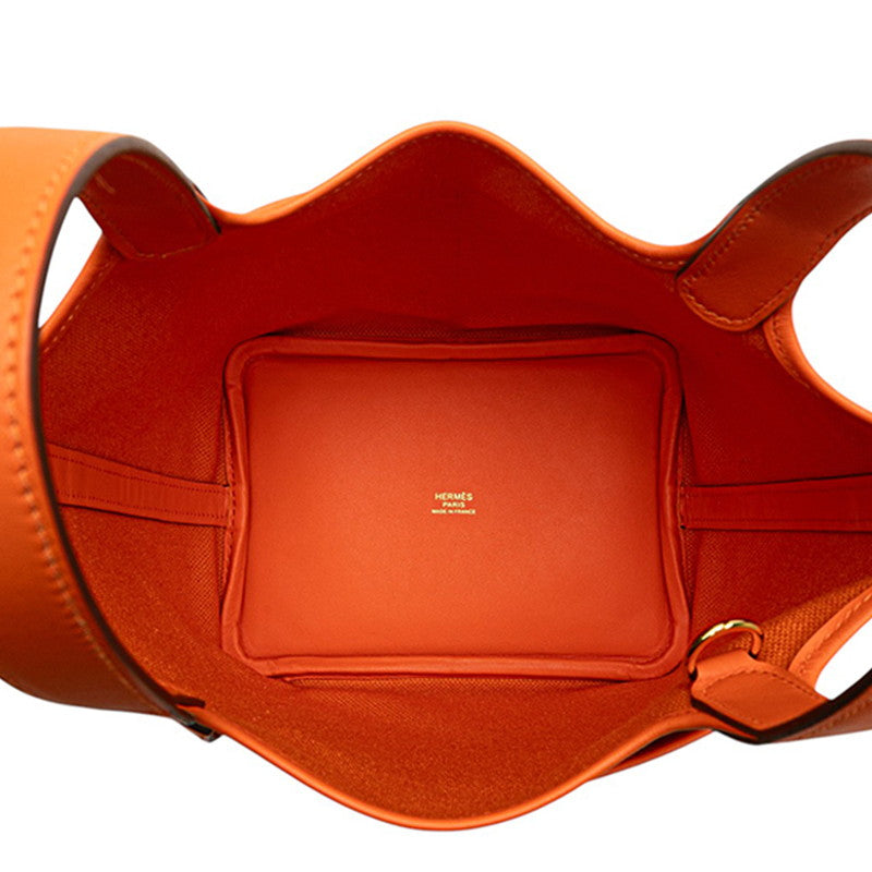 エルメス ピコタンロック カーゴPM ハンドバッグ オレンジ ゴールド金具 ヴォースイフト トワルゴエラン レディース HERMES 【中古】