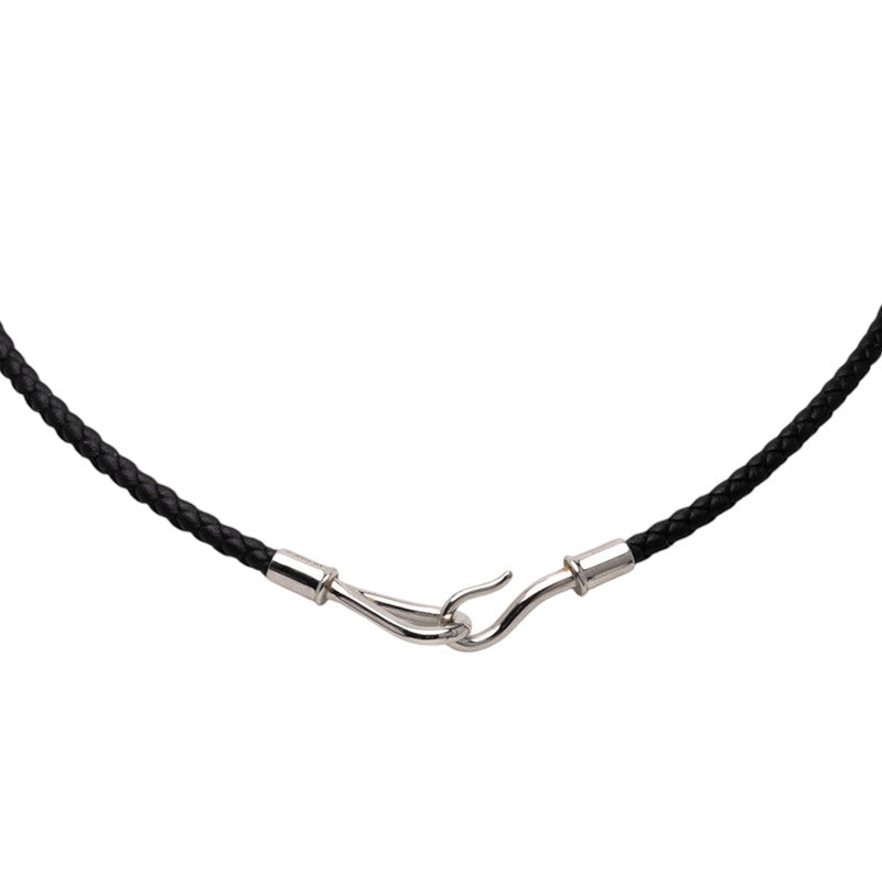 エルメス ジャンボ チョーカー ブレスレット ブラック シルバー金具 レザー メタル レディース HERMES 【中古】