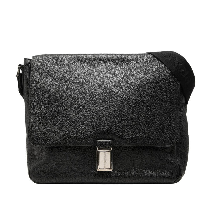 プラダ 三角ロゴプレート 斜めかけ ショルダーバッグ ブラック レザー レディース PRADA 中古