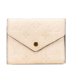 ルイ ヴィトン モノグラム アンプラント ポルト フォイユ ヴィクトリーヌ 三つ折り財布 M82344 クレーム ホワイト系 レザー レディース LOUIS VUITTON 【中古】