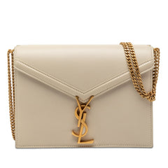 サンローラン カサンドラ YSLロゴ チェーンショルダーバッグ 532750 アイボリー レザー レディース SAINT LAURENT 【中古】