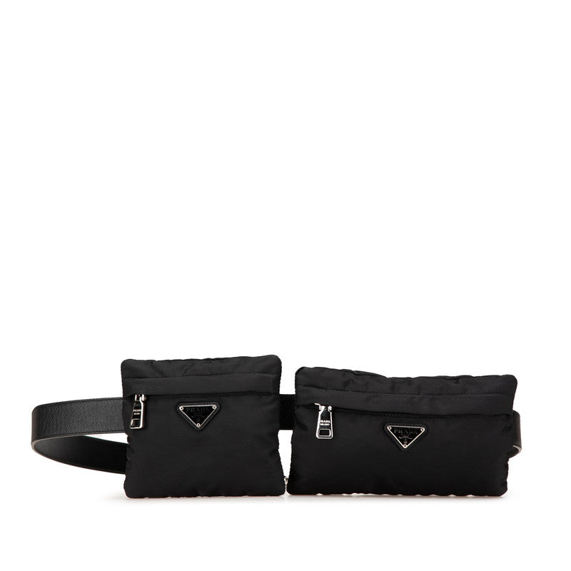 プラダ チェーン付き ベルトバッグ ボディバッグ 38/95 2CN212 ブラック ナイロン メンズ PRADA 【中古】