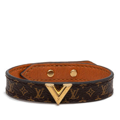 ルイ ヴィトン モノグラム ブラスレ エセンシャルV ブレスレット M6042 ブラウン ゴールド PVC レザー レディース LOUIS VUITTON 【中古】