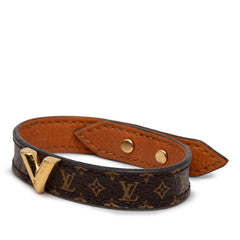 ルイ ヴィトン モノグラム ブラスレ エセンシャルV ブレスレット M6042 ブラウン ゴールド PVC レザー レディース LOUIS VUITTON 【中古】