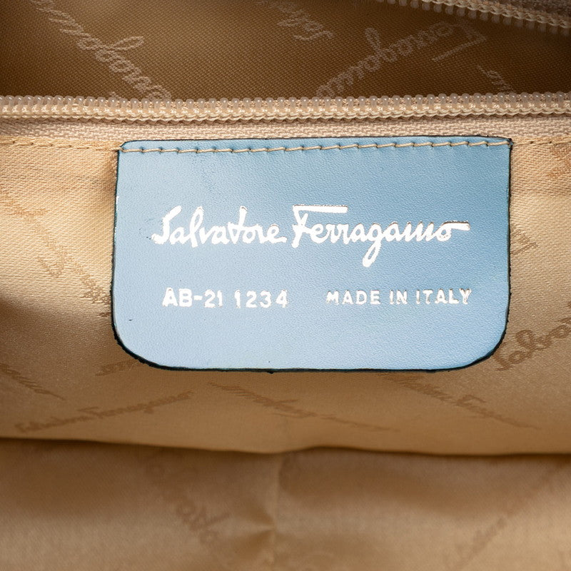 サルヴァトーレフェラガモ ガンチーニ トートバッグ ブルー レザー レディース Salvatore Ferragamo 【中古】